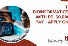 THSTI Bioinformatics Job With Rs. 60,000 pm Pay – Apply Online THSTI Bioinformatics Job Opening