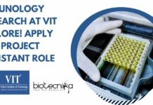 Immunology Research at VIT Vellore! Apply For Project Assistant Role Research Jobs at VIT Vellore!