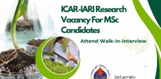 ICAR-IARI Research Vacancy For MSc
