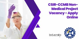 CSIR-CCMB Non-Medical Project Vacancy