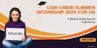 CSIR-CMERI Summer Internship 2025 For UG