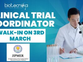 Clinical Trial Coordinator JIPMER – Walk-in on 3rd March