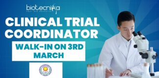 Clinical Trial Coordinator JIPMER – Walk-in on 3rd March