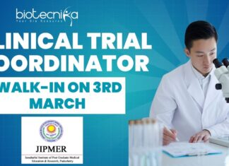 Clinical Trial Coordinator JIPMER – Walk-in on 3rd March