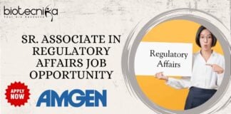 Sr. Associate in Regulatory Affairs Job opportunity