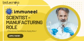 Immuneel Scientist - Manufacturing Role, Lifescience Candidates Apply Now!