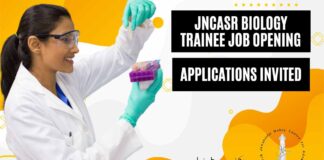 JNCASR Biology Trainee Job Opening