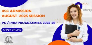 IISc Admission 2025 August Session