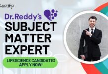 Dr. Reddy’s Subject Matter Expert Job – Lifescience Candidates Apply Now! Dr. Reddy's Subject Matter Expert