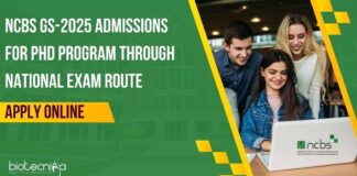 NCBS GS-2025 PhD Admissions Through National Exam Route