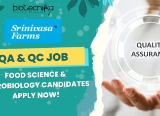 QA & QC Job at Srinivasa Farms- Food Science & Microbiology Apply Now! QA & QC Job role at Srinivasa Farms- Food Science & Microbiology Candidates Apply Now!