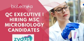 QC Executive Hiring MSc Microbiology Candidates