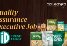 Quality Assurance Executive Job at iD Fresh Food – BSc Apply Now Quality Assurance Executive Job