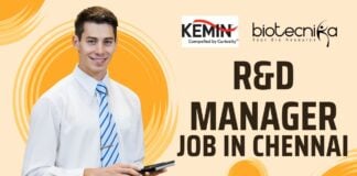 R&D Manager Job in Chennai Kemin Food Technologies Hiring