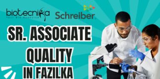 Sr. Associate Quality – Schreiber Foods Hiring in Fazilka