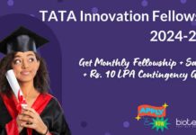 TATA Innovation Fellowship 2024-2025 – Get Monthly Fellowship + Salary + Rs. 10 LPA Contingency Grant TATA Innovation Fellowship 2024-2025