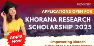 Khorana Research Scholarship