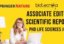 Join Springer Nature as an Associate Editor – Scientific Reports (Life Sciences, PhD Required) Associate Editor – Scientific Reports PhD in Life Sciences Required