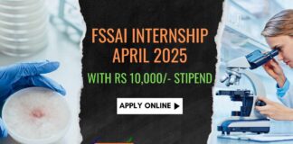 FSSAI Internship Applications April 2025