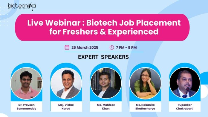 Biotech Job Placement for Freshers & Experienced Webinar Conducted Successfully