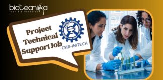 Project Technical Support Job at CSIR-IMTECH – Apply Now