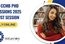 CSIR-CCMB PhD Admissions 2025 August Session