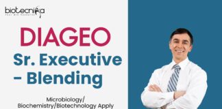 Diageo Blending Executive Job For Biotech, Biochem & Microbio - Apply Now