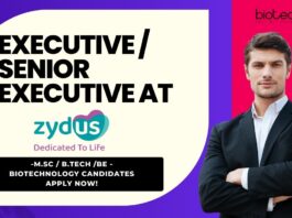Zydus Biologics Biotechnology Jobs – MSc, BE & BTech Apply Online Executive Senior Executive at Zydus Biologics -M.Sc B.Tech BE - Biotechnology Candidates Apply Now!
