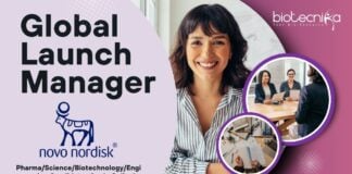 Global Launch Manager at Novo Nordisk - PharmaScienceBiotechnologyEngineering Candidates Apply Online!