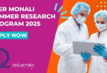 IISER Mohali Summer Research Program 2025