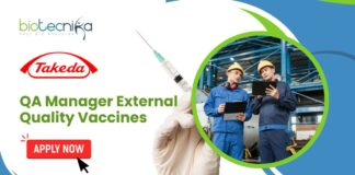 Takeda Life Sciences QA Manager Job - Apply Now 