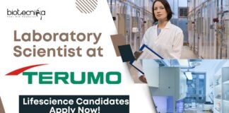 Laboratory Scientist at Terumo - Lifescience Candidates Apply Now!