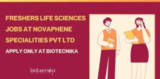 Freshers Life Sciences Jobs at Novaphene