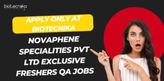 Novaphene Specialities Freshers QA Jobs