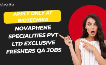 Novaphene Specialities Freshers QA Jobs