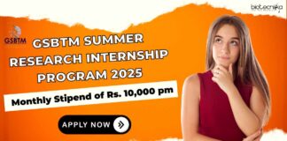 GSBTM Summer Research Internship Program 2025
