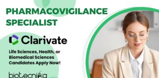 Pharmacovigilance Specialist at Clarivate- Life Sciences, Health, or Biomedical Sciences Candidates Apply Now!