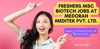 Fresher MSc Biotech Jobs at Medorah