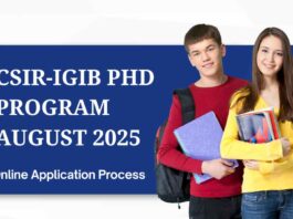 CSIR-IGIB PhD 2025 Program August - Online Application Process