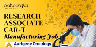 Research Associate - CAR-T Manufacturing Job at Aurigene