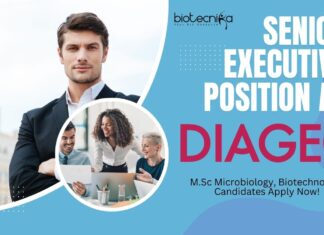 Senior Executive Position at Diageo- M.Sc Microbiology, Biotechnology Candidates Apply Now!