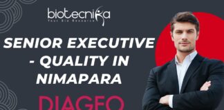 Senior Executive - Quality in Nimapara Diageo India Hiring Now