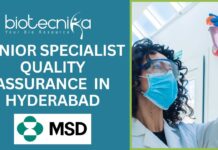 Senior Specialist Quality Assurance Role at MSD – Apply Now! Senior Specialist – Quality Assurance (Large Molecule Manufacturing) at MSD Hyderabad - Apply Now!!