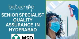 Senior Specialist – Quality Assurance (Large Molecule Manufacturing) at MSD Hyderabad - Apply Now!!