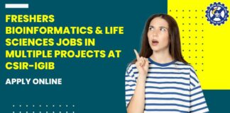 Freshers Bioinformatics Project vacancies