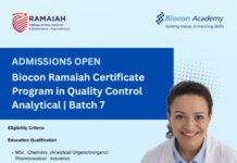 Biocon Ramaiah Certificate Program in Quality Control Analytical – Batch 7 Admissions Open Biocon Ramaiah Certificate Program in QC Analytical