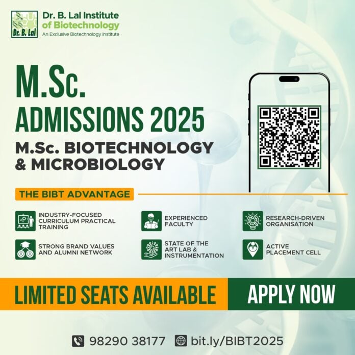 Dr. B. Lal Institute of Biotechnology MSc Admissions 2025 Open For MSc Biotechnology & Microbiology