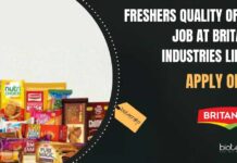 Freshers Quality Officer Job at Britannia