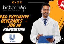 R&D Executive Beverages Unilever - Job in Bangalore