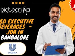 R&D Executive Beverages Unilever - Job in Bangalore